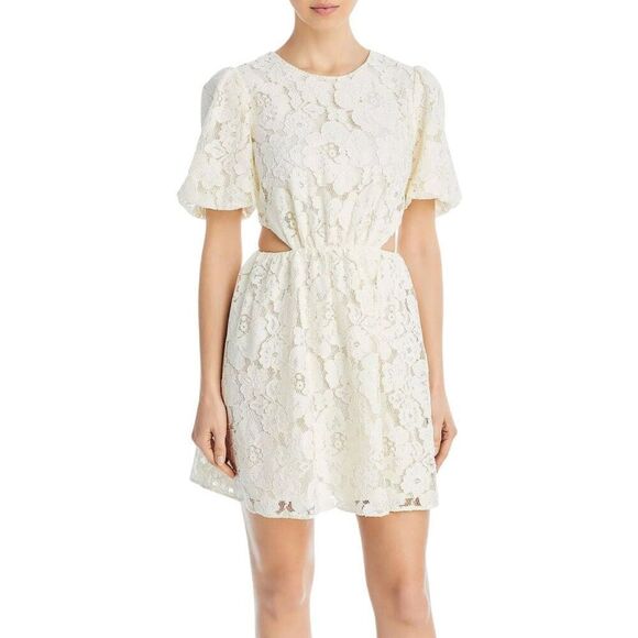 NWT WAYF Ivory Cream Lace Cutout Mini Dress - Picture 2 of 8